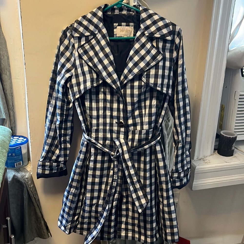 Gingham rain trench coat